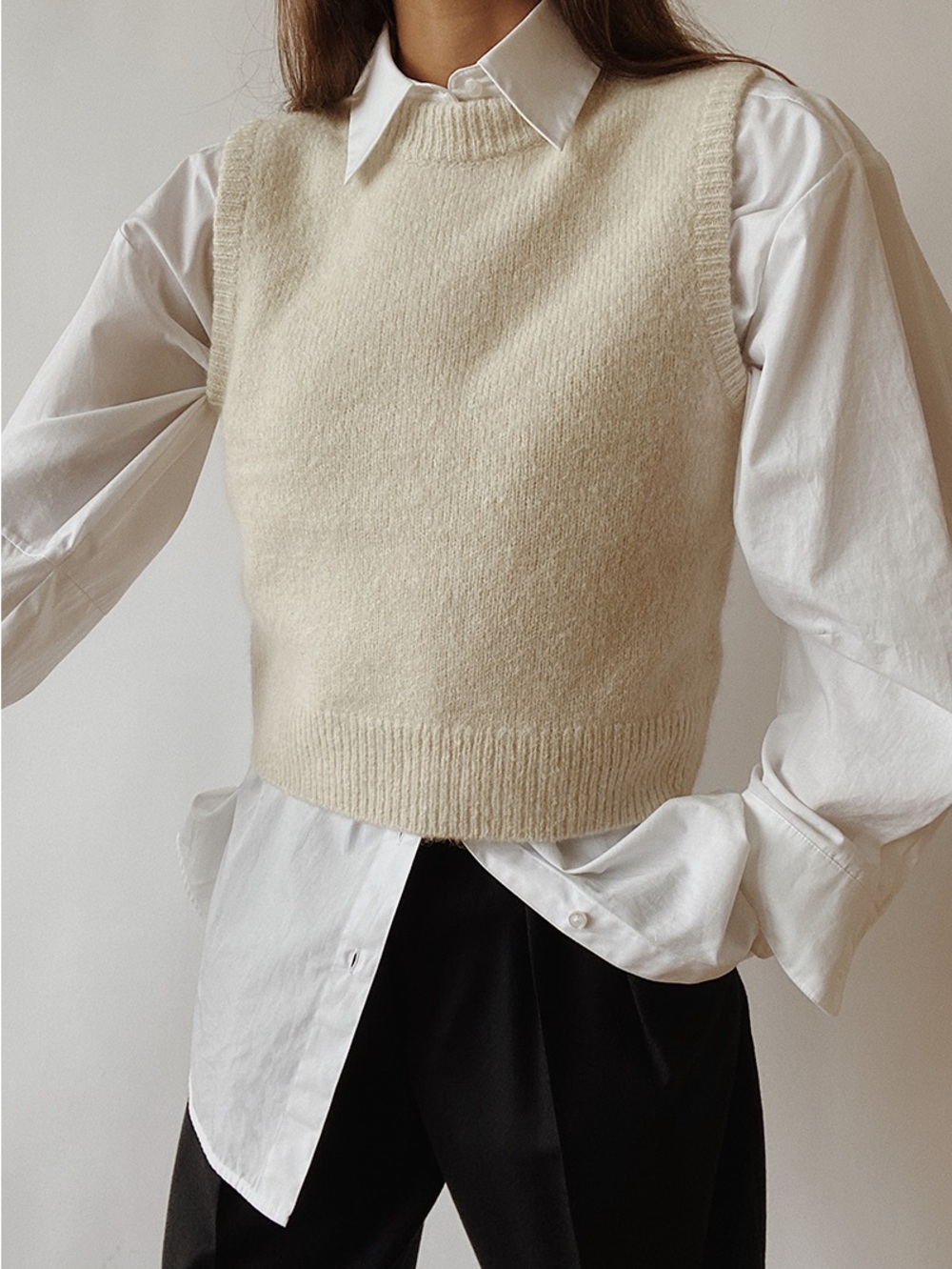 ARKET Alpaca Blend Vest Knit Sweater Beige Small